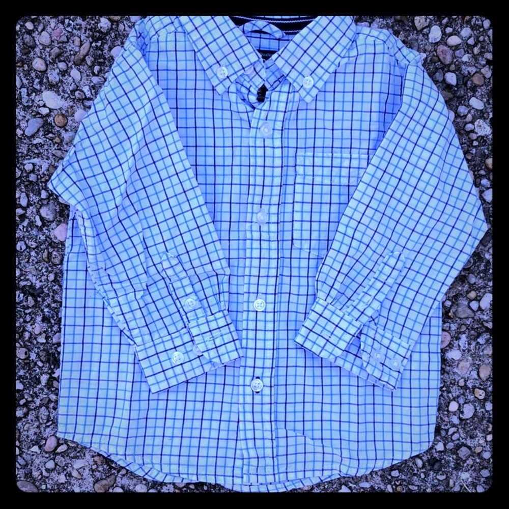 The Children’s Place Collared Button Up Dress Shirt Blue & White NWOT